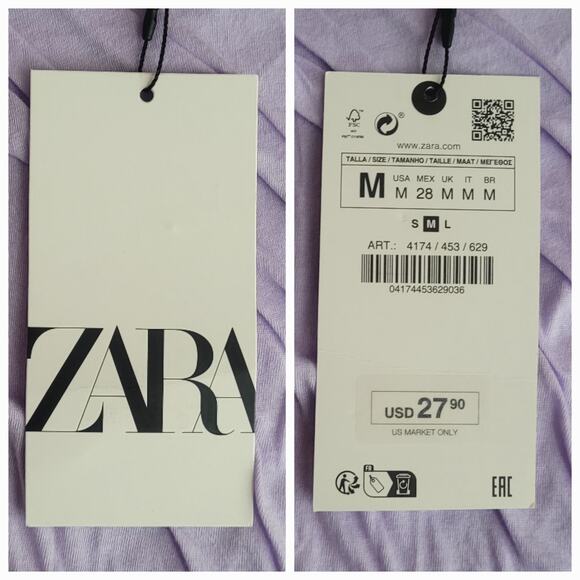 Zara Lavender Lilac Diagonal Draped Ruched Sleeveless Stretchy Top Small NWD NWT - Picture 5 of 8